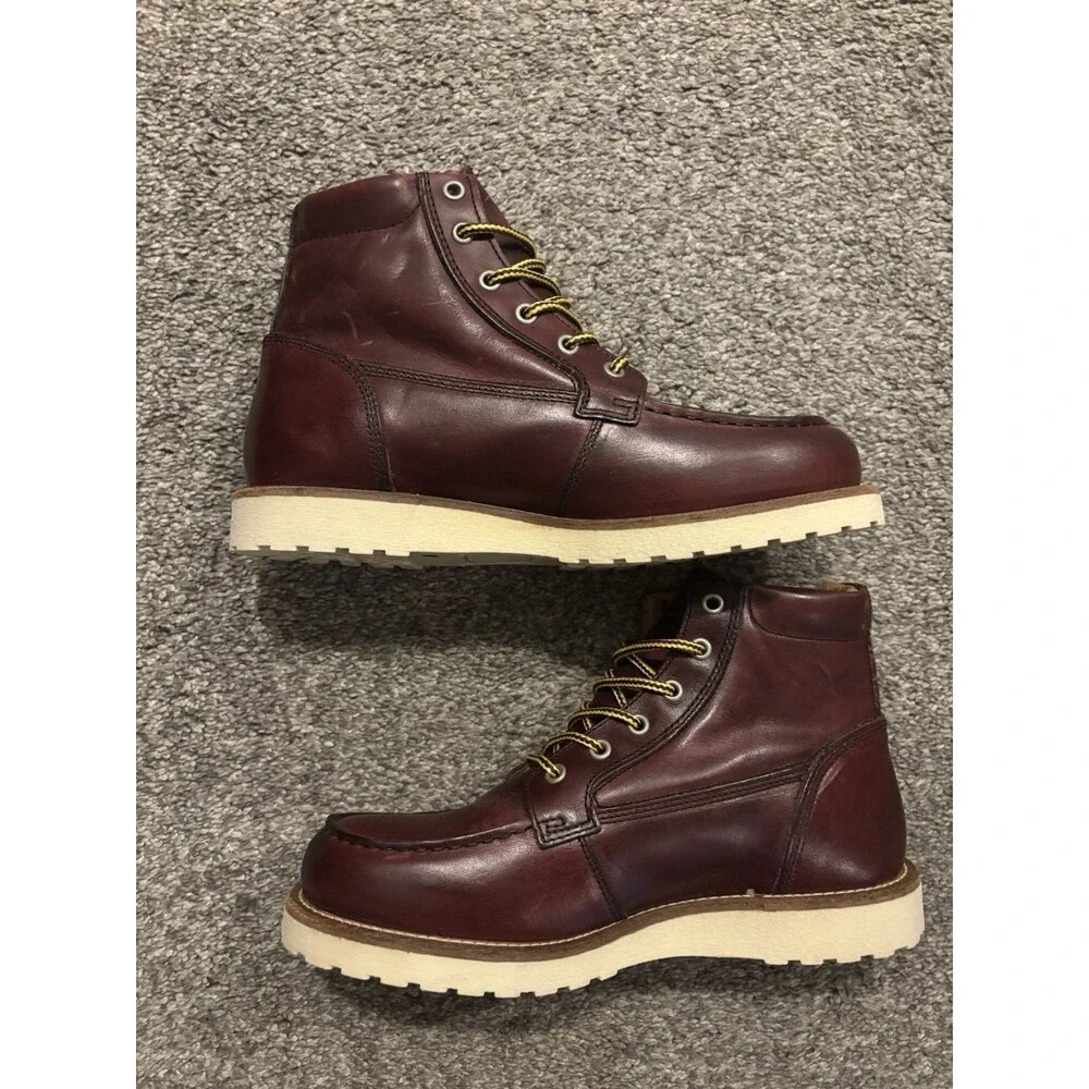 PAJAR‎ Oxblood Logger Faux Fur Waterproof Leather Boots Mens 41 US 8-8.5 NEW
